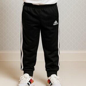 ⚫ Adidas Boys’ Black Track Pants with White Stripes - Size 6